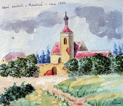 Mukařovský kostel v roce 1850